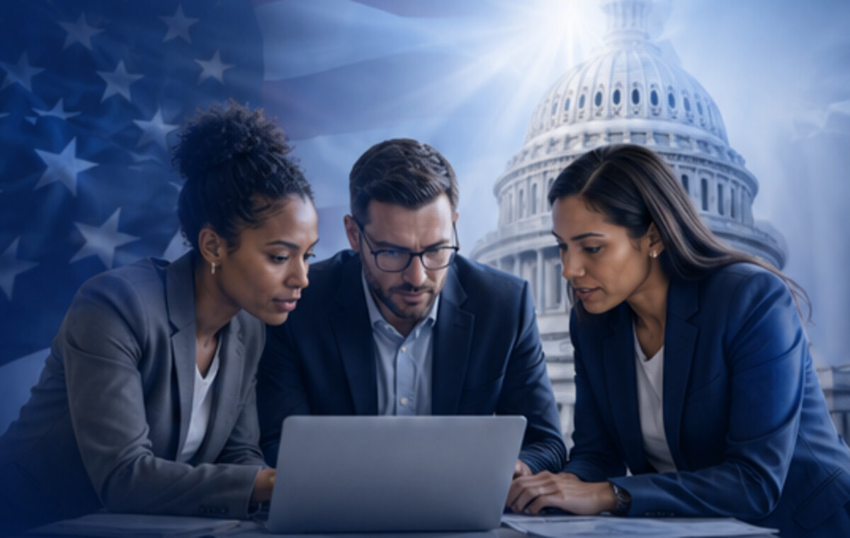 Program management professionals collaborating